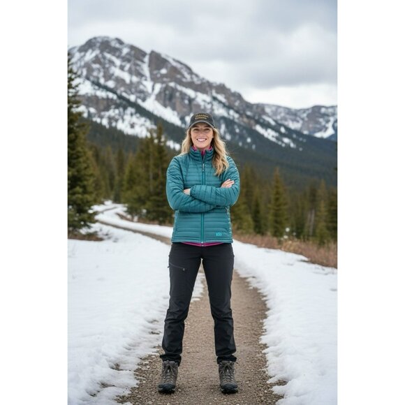 $249 Stio PINION 800 Down Sweater Fullzip Women's Med Hillside Spruce Green - Picture 3 of 16